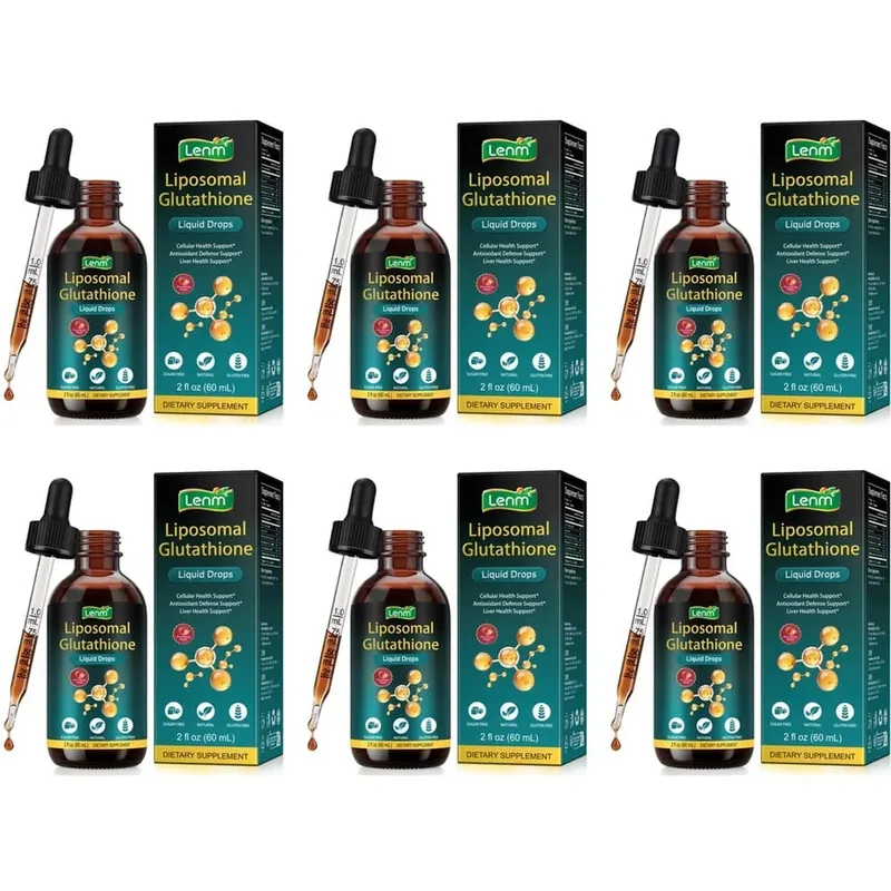 טיפות נוזלי של Lenm Liposomal Glutathione לתמיכה נוגדת חמצון בסלולר ובכבד עם NAC ויטמין C טעם תותים 60 מ"ל