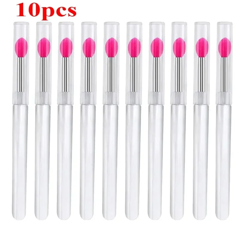 3/5/10 Buah Aplikator Stik Bibir Kuas Lipstik Silikon Lembut Pegangan Jernih Portabel Alat Kecantikan Lipgloss Microbrush Bersih