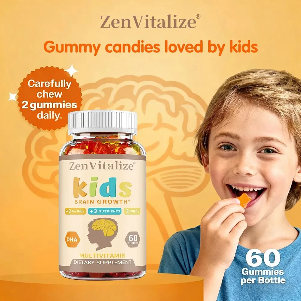 Kids Brain Development Gummies - με Ωμέγα 3 DHA προάγει την υγεία του εγκεφάλου των παιδιών, τη μνήμη και το ανοσοποιητικό