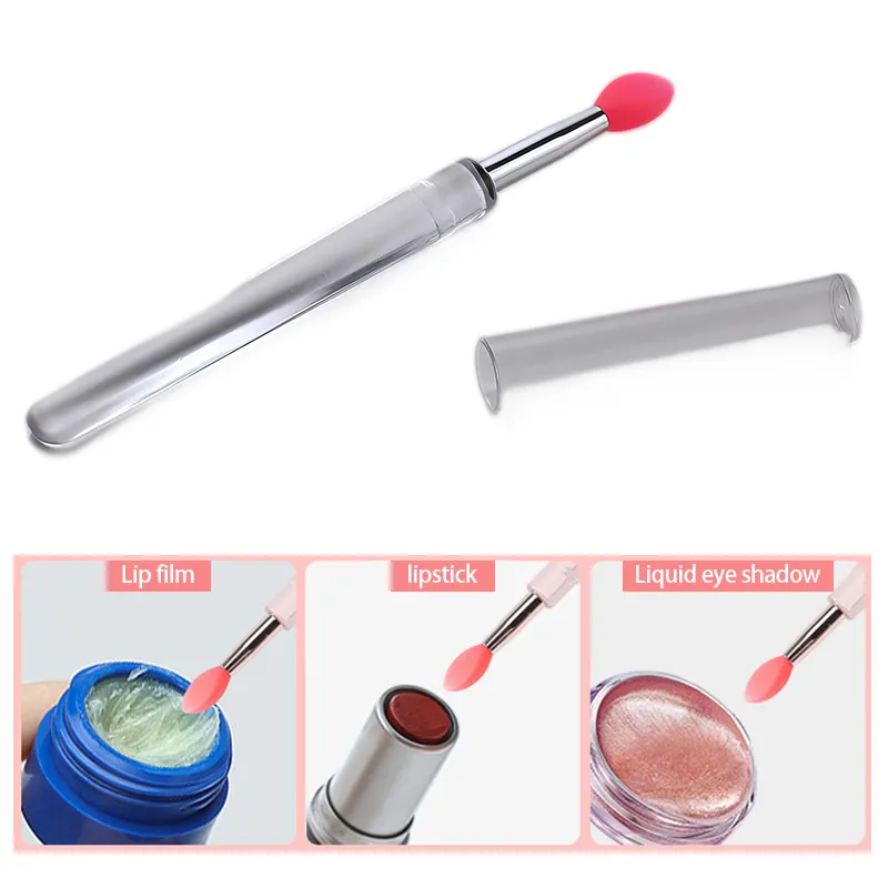 Kuas Bibir Silikon dengan Penutup Lembut Multifungsi Aplikator Masker Bibir Lipstik Lipgloss Kuas Rias Perjalanan Portabel Dapat Digunakan Kembali
