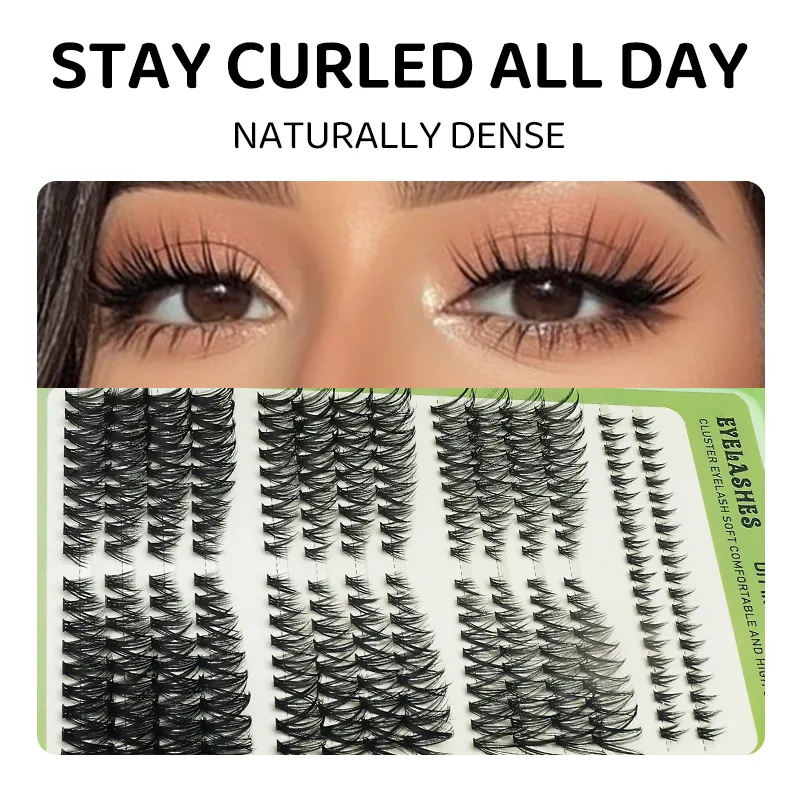 DIY Manga Spiky Cluster szempillahosszabbítások Természetes Mega Volume Egyedi Előre Vágott Szegmentált Szempillák Otthoni Szemsminkhez