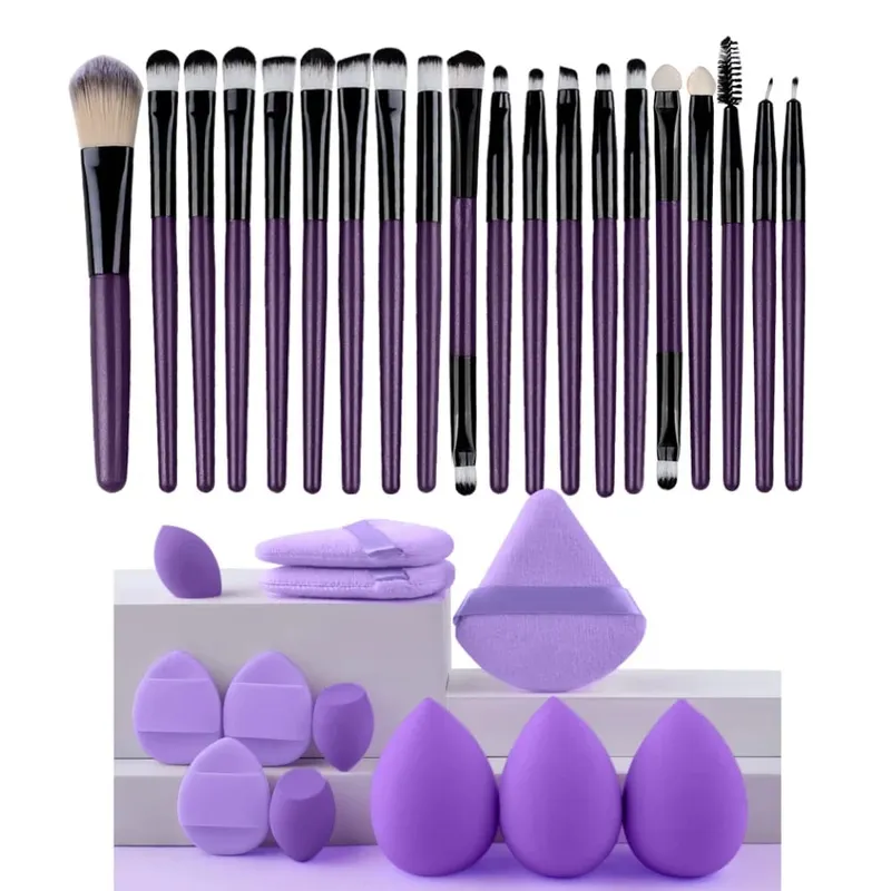 20pcs Makeup Brush Set Soft Fluffy Cosmetic Foundation Powder Eyeshadow Kabuki Blending Make Up Brush Beauty Tool Makeup Sponge