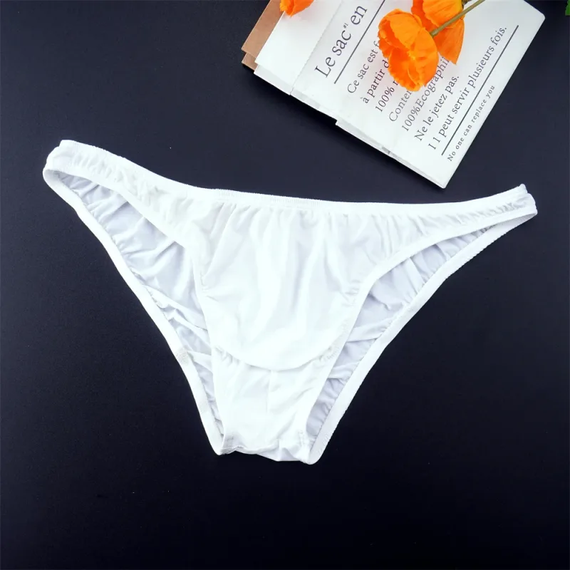 Man Solid Color Ice Silk Seamless Briefs Low Waist U Convex Male Panties Ultra-thin Underwear Elastic Quick Dry Breath Panty