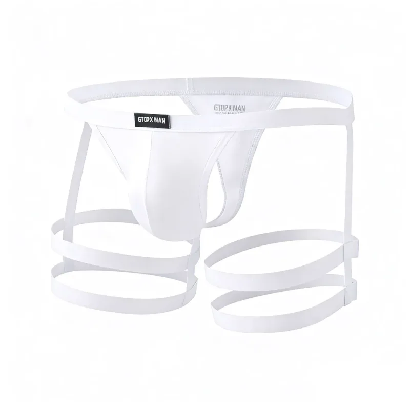 Mens breathable elastic thong briefs suspender low rise with U convex pouch design suitable for spring summer autumn winter