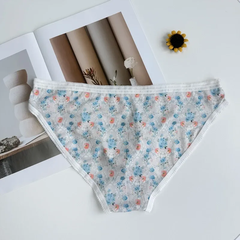Sexy Men Underwear Briefs Cuecas Calzoncillos Slip U Convex Pouch Breathable Floral Print Male Sissy Panties Men Bikini Briefs