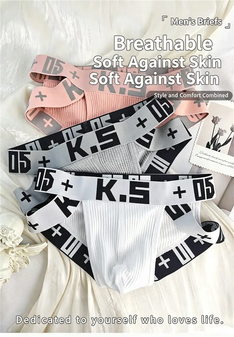 Men's Low Waist Cotton Briefs Breathable Fashion Sport Underwear Slip Homme Comfortable Innerwear