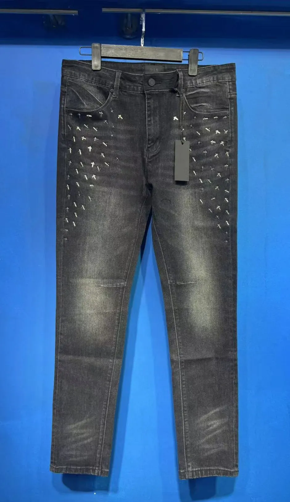 Νέο RTA Destroyed Scratch Hole Light Blue Distressed Jeans Ανδρικά High Street Elastic Slim Fit jeans 2026 Μάρκα παντελόνι Streetwear