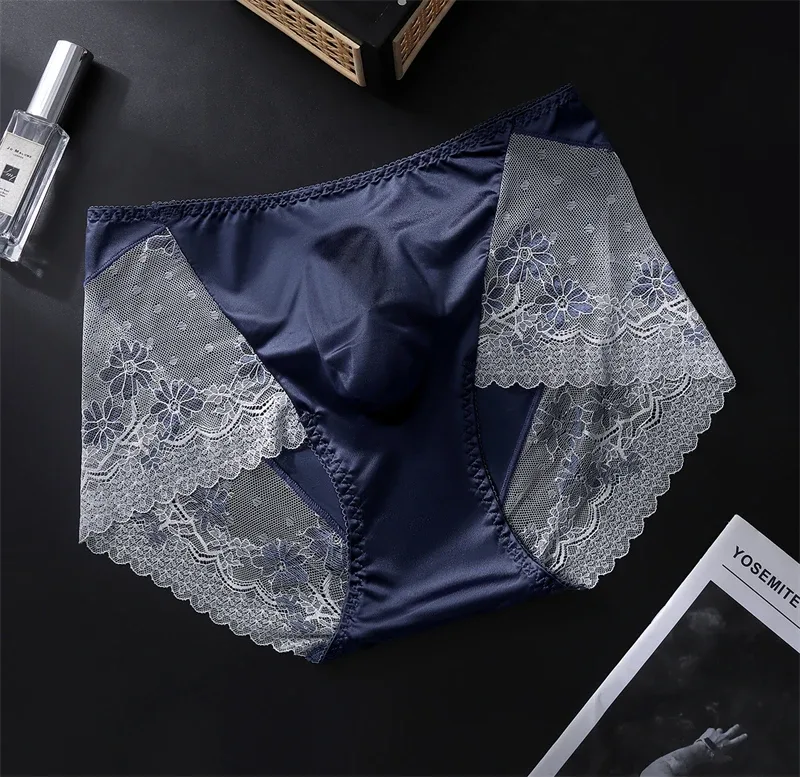 New Men's underwear Light luxury cuecas masculino adults 18 plus size satin lace 3D bag calzoncillos hombre sexys shopping tøy