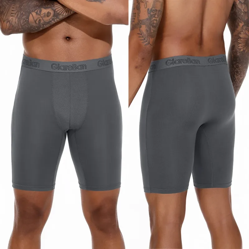 4 Stück gemischte Farben, schnell trocknende Boxershorts mit langem Bein, Unterhose, Unterwäsche für Zuhause und Sport, hochwertige Herrenhöschen