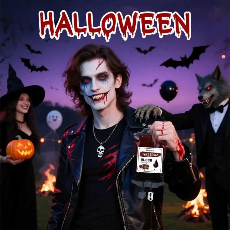 Halloween Horror Σετ Μακιγιάζ Υψηλού Κορεσμένου Χρώματος Μεγάλης διάρκειας Εύκολη Απενεργοποίηση Ασφαλής Φόρμουλα Fake Blood Lip Stain για Halloween Cosplay