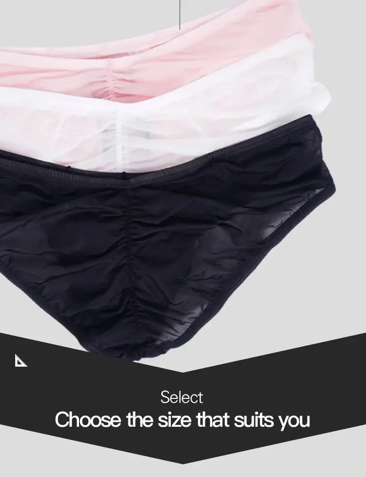 Summer Ice Silk Men Briefs 0.01mm Ultra-thin Mesh Underpants Transparent Breathable Sexy DeepV-back Butt-lifting Underwear M-XXL