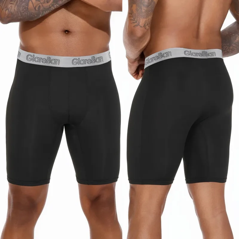 4 Stück gemischte Farben, schnell trocknende Boxershorts mit langem Bein, Unterhose, Unterwäsche für Zuhause und Sport, hochwertige Herrenhöschen