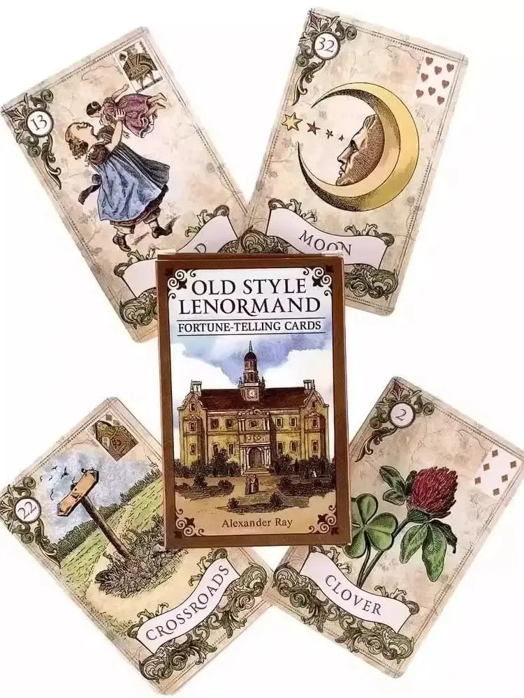 כרטיסי Lenormand בסגנון ישן - חפיסת אורקל וינטג' למשחקי עתידות ושולחן