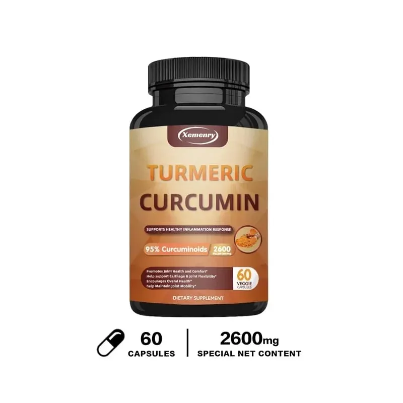 Turmeric Curcumin Capsules Supplement with BioPerine Black Pepper Extract for Joint Digestive & Immune Support