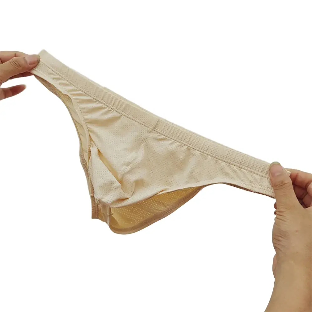 Sexy Skin Color Men Low Waist Mesh Breathable Jockstrap Pouch Half Hip Underwear Briefs Daily Fashion Panties