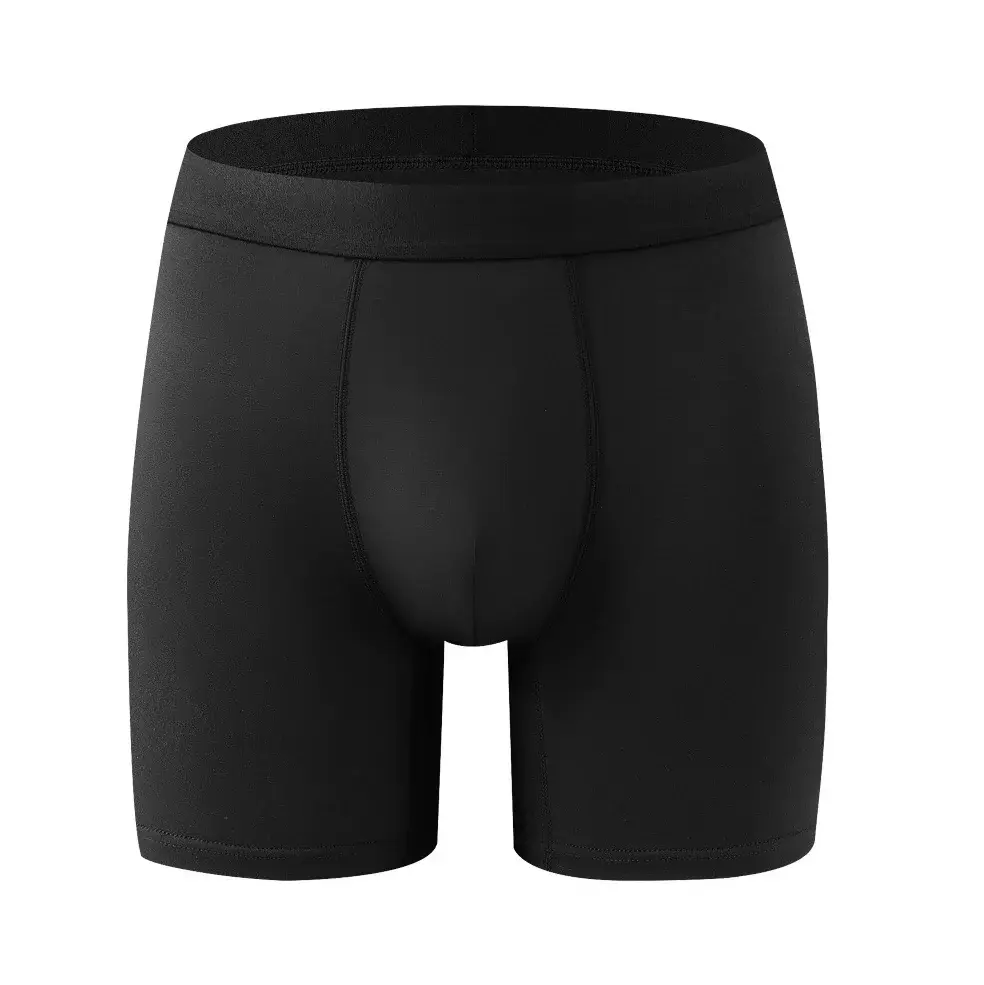 Men's Bamboo Fiber Boxer Briefs - Single Piece Soft Solid Color Underwear with Seamless Waistband & Contoured Pouch