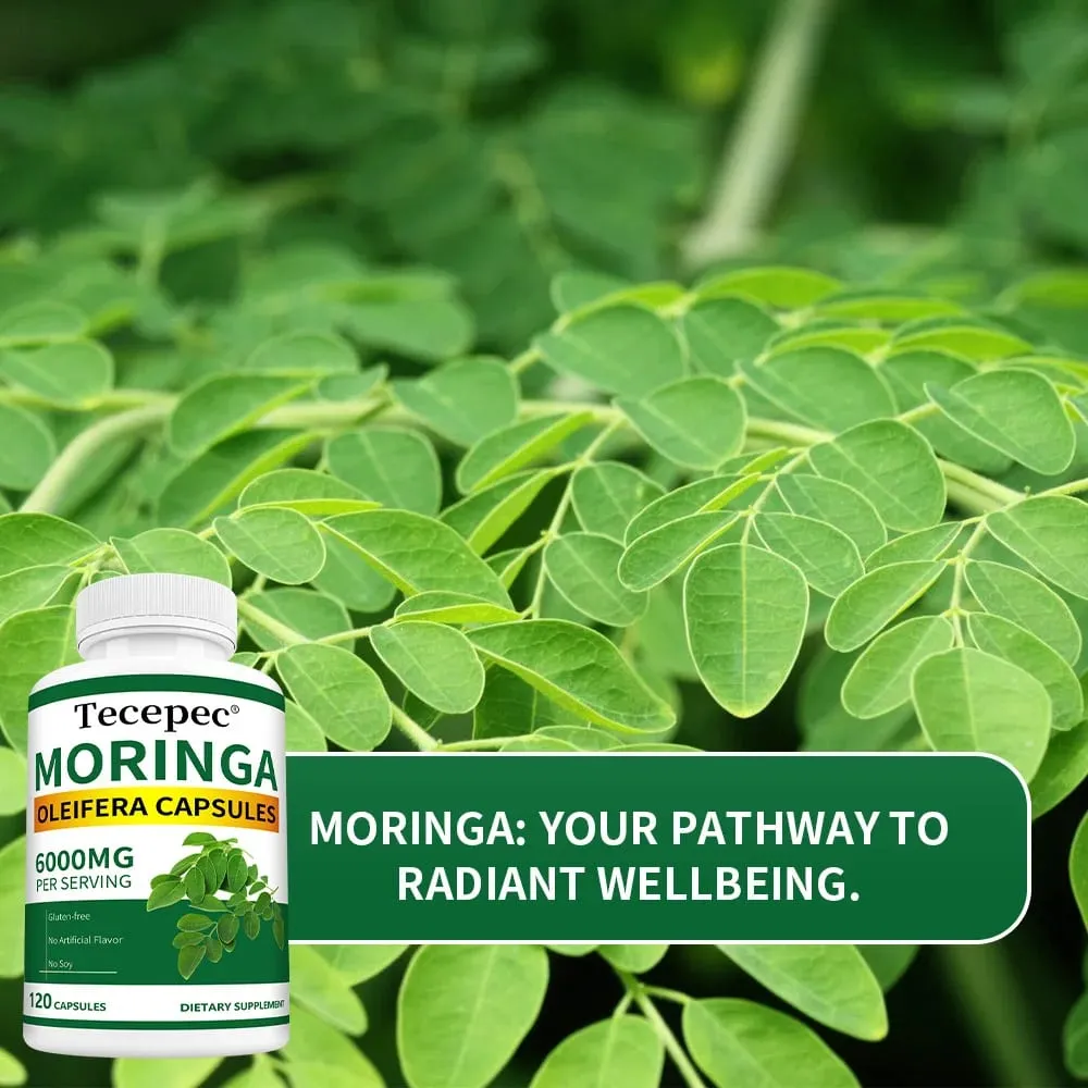 Βιολογικές Κάψουλες Moringa 6000mg Αντιοξειδωτικό Ενισχύει την Ενέργεια και τον Μεταβολισμό Υποστήριξη Ανοσοποιητικού Πεπτικού Υγεία Εγκεφάλου και Καρδιάς