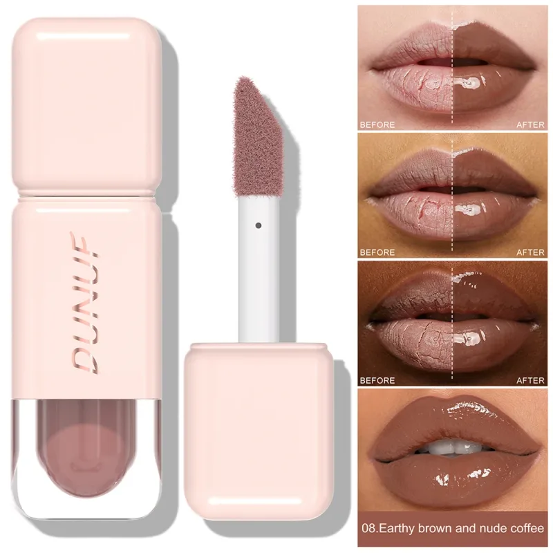 Glossy Lip Gloss Mirror Water Lip Tint Long Lasting Non-sticky Cup Liquid Lipstick Moisturizing Nude Red Brown Lip Makeup — image 11