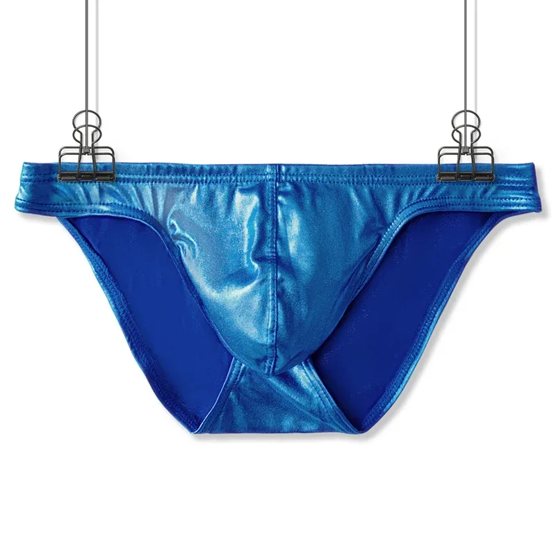 Men's Fashion Low Waist Imitation Leather Briefs with U Convex Pouch Sexy Underwear Lingerie 3PCS/2PCS/1PC Set