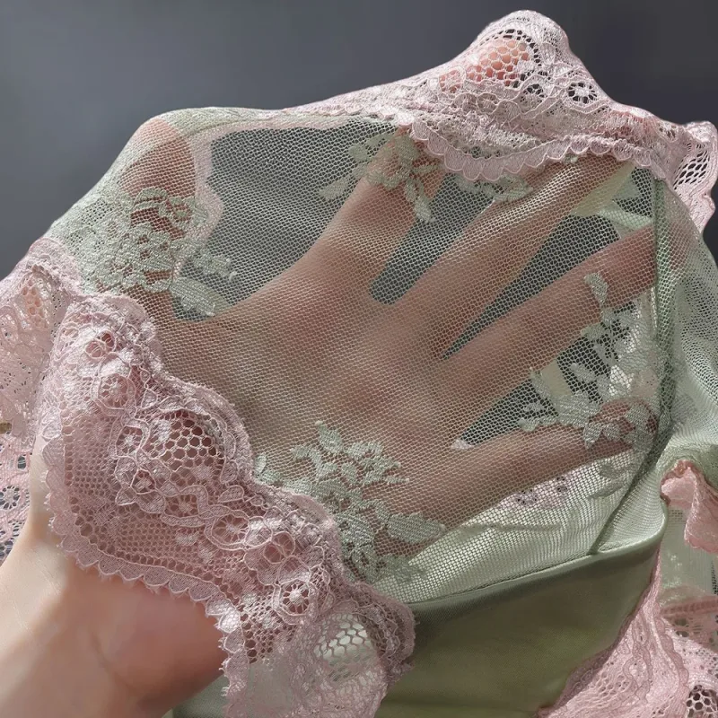 Men Triangle Panties Lace Trim Butterfly Knot Flower Pattern Thin Super Comfortable U Bulge Pouch Breathable Transparent Underwe