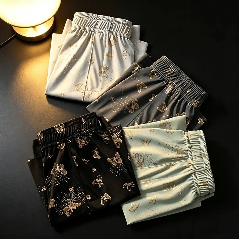4-Piece Butterfly Print Men's Personalized Aro Pants, Loose And Breathable Casual Underwear, Men's Fashionable Boxer Shorts