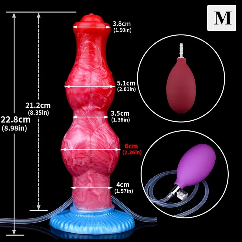 Huge Knot Squirting-Inflatable Dildo with Strong Sucker Silicone Inflat Anal Plug Trainer Beginner Sex Toys for Women Men