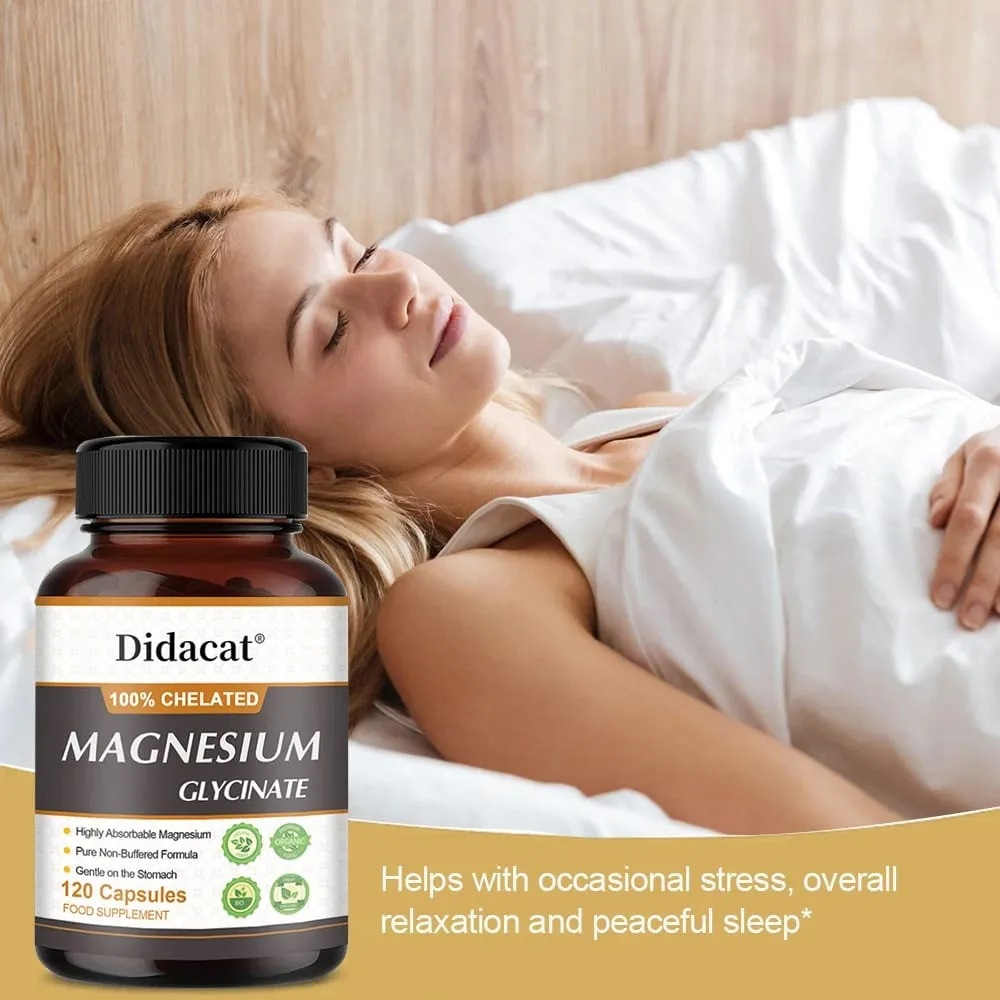 Magnesium Glycine 500mg - Supports Muscle Function Improves Sleep Quality Supports Cardiovascular and Metabolic Health
