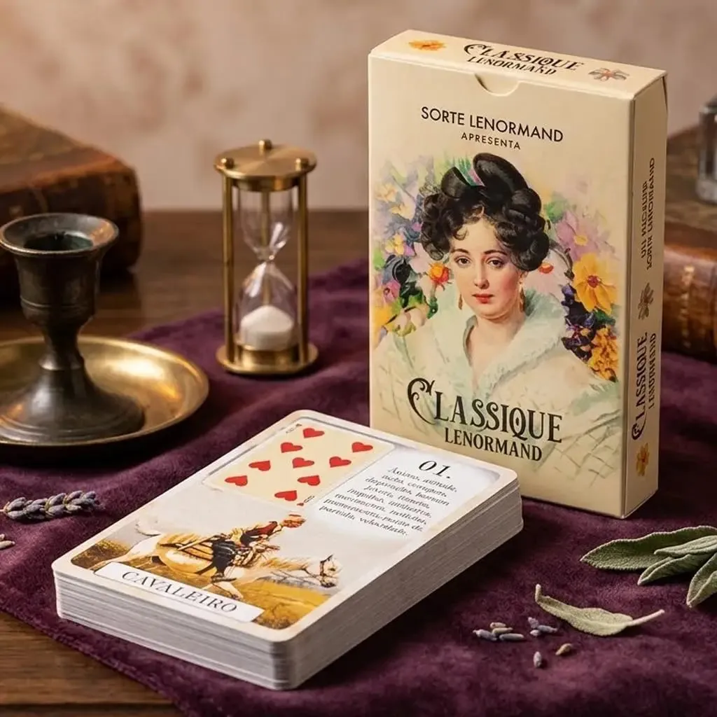 Classique Lenormand Deck 9*6cm - 37 μαντικές κάρτες Vintage Style - Κλασική Πορτογαλική Έκδοση Κάρτα με διπλό ανάγλυφο