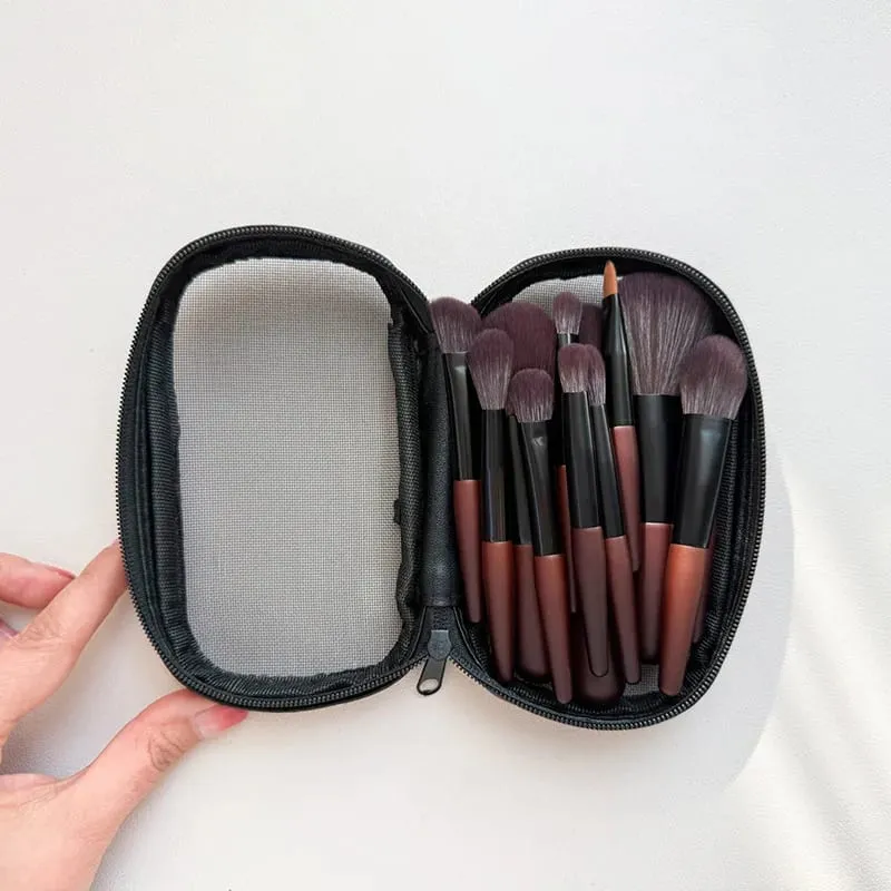 12pcs Travel Makeup Brushes Eyeshadow Brush Powder Blusher Liquid Foundation BB Cream Brush Portable Make Up Brush na may Bag
