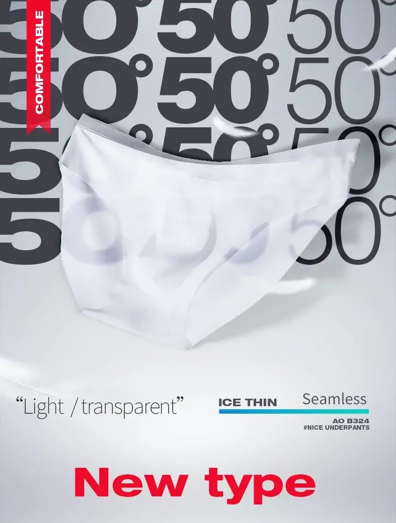 Men's underwear Men's ice silk briefs summer breathable quick-drying seamless shorts Transparent ultra-thin personality underpan