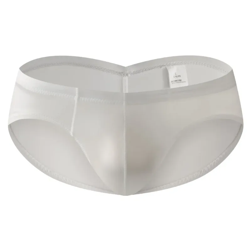Breathable Low Waist Male Underwear Ice Silk Bulge Pouch Satin Silk Briefs Glossy Shiny Lingerie Men's Triangle Panties Sports