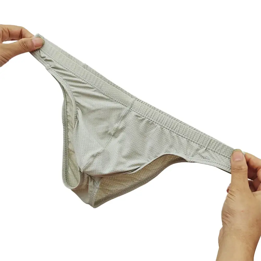 Sexy Skin Color Men Low Waist Mesh Breathable Jockstrap Pouch Half Hip Underwear Briefs Daily Fashion Panties