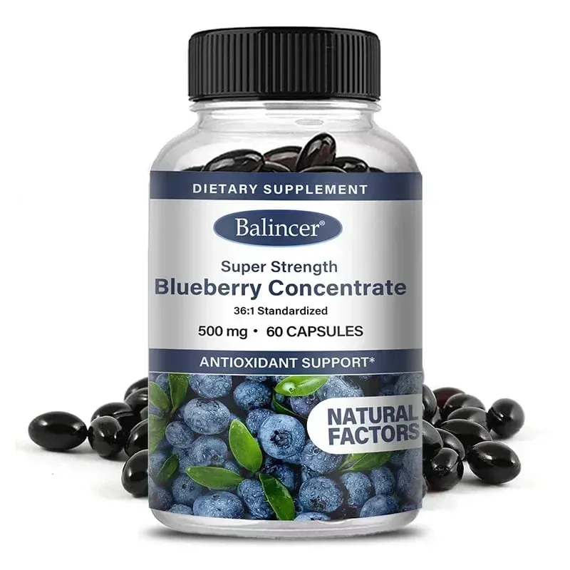 Blåbärskapslar - 500 mg bra för hjärnan Hjärtats hälsa Ögonvård Antioxidant främjar slät hud - 120 kapslar