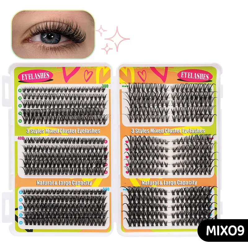 DIY Manga Spiky Cluster szempillahosszabbítások Természetes Mega Volume Egyedi Előre Vágott Szegmentált Szempillák Otthoni Szemsminkhez