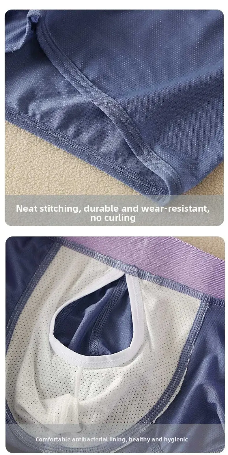 Summer Ice Silk Underwear Men's Quick Drying Boxer Shorts Lightweight Breathable Separable Side Opening Non Detachable Panties