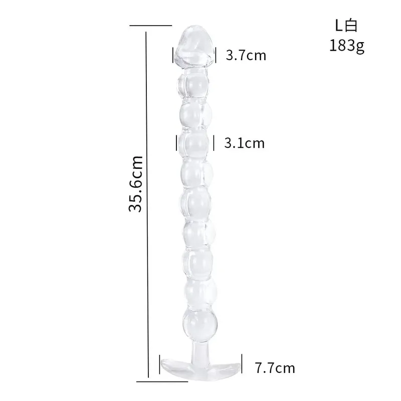40cm Glass Dildo Artificial Penis Dick Crystal Anal Bead Butt Plug Prostate Massage Masturbate Sex Toy For Adult Women