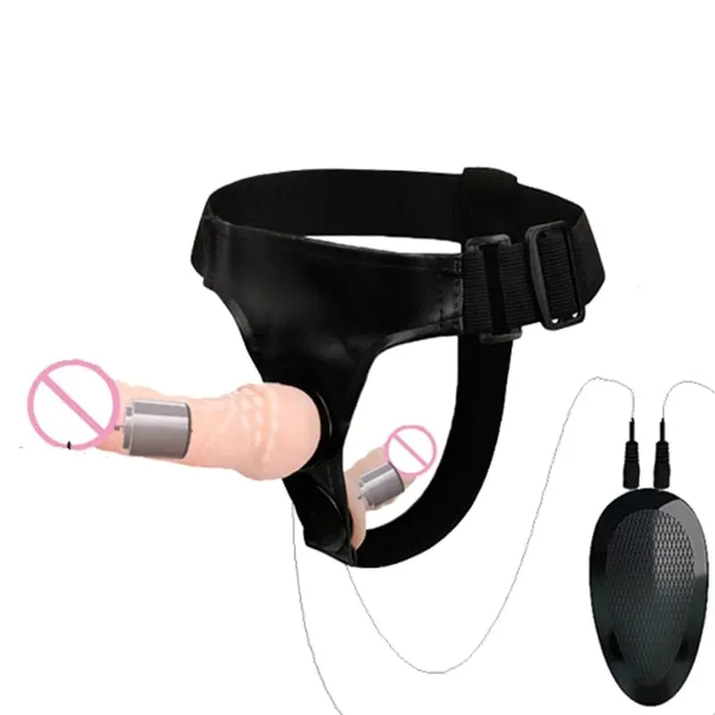 Couples Harness Strap-on with 2 Vibrations Realistic Dildos for Anal G-spot Stimulation Prostate Massager Adult Sex Toy for Wom