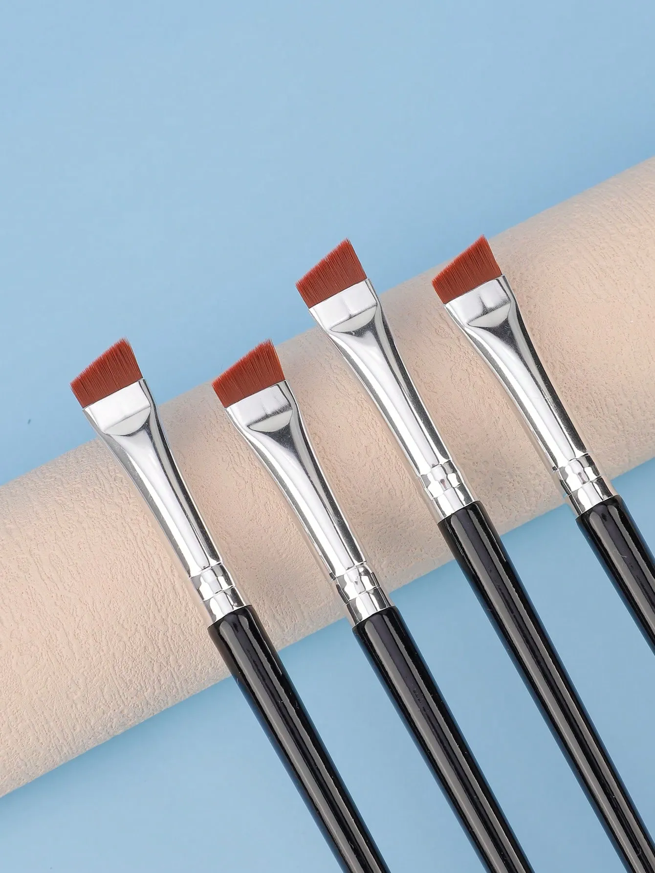 10 Stuks Schuine Wenkbrauwborstels Wenkbrauw Tint Borstel Platte Taps toelopende Wenkbrauw Concealer Borstel Oogmake-up Kwasten