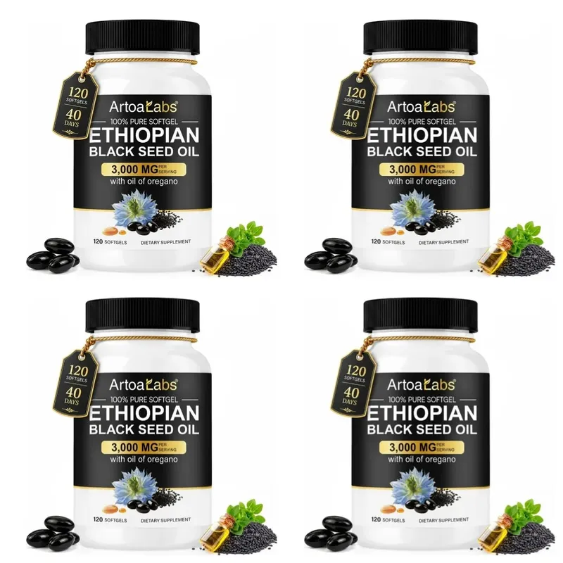 Ethiopian Black Seed Oil Softgels 3000mg na may 100mg Oregano Extract para sa Immune Digestive at Daily Vitality Support 120 Count