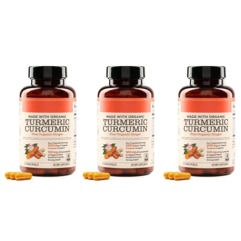 Οι κάψουλες Turmeric Curcumin Plus Vegan κατασκευασμένες με βιολογικό τζίντζερ υποστηρίζουν την υγεία των αρθρώσεων και την υγεία της καρδιάς Μη ΓΤΟ 90 Κάψουλες