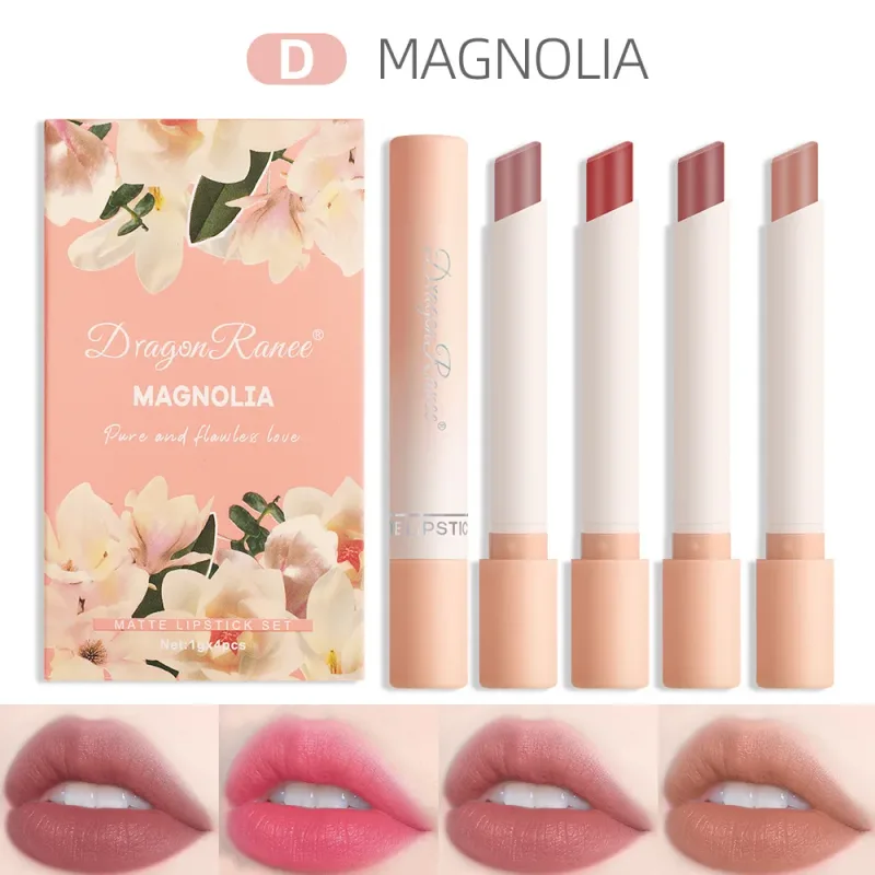 Σετ κραγιόν τσιγάρων 4 τμχ Velvet Matte Lip Gloss Αδιάβροχο Smoke Lip Stick σέξι Κόκκινη απόχρωση χειλιών Γοητευτικό μακιγιάζ για τα χείλη