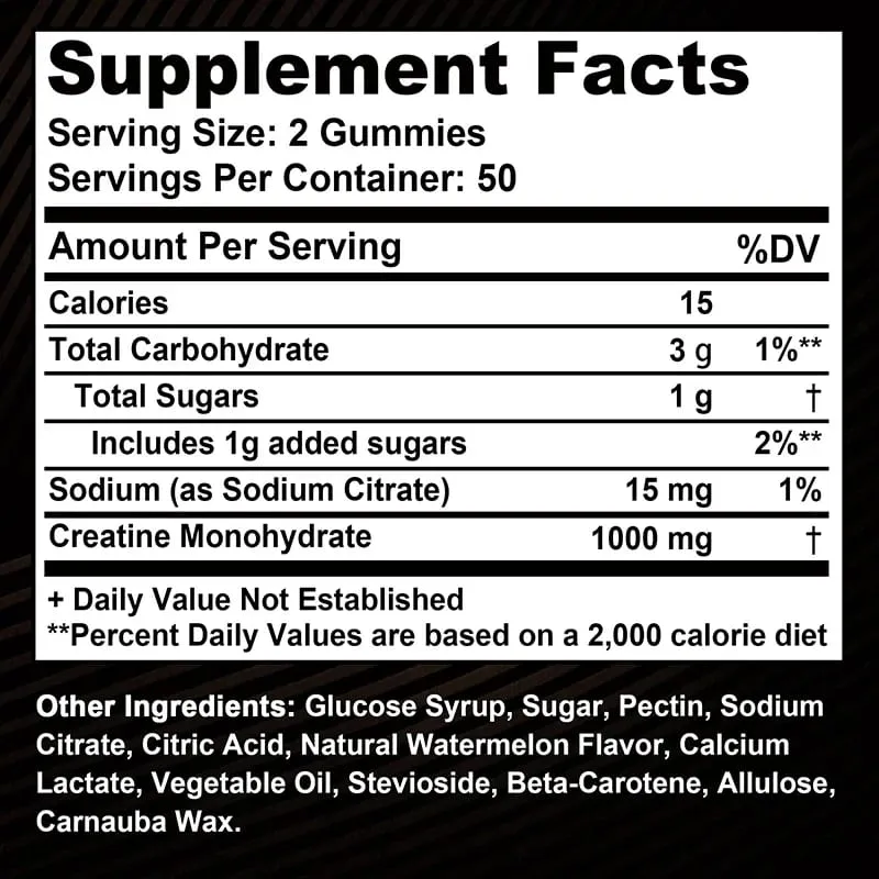 Creatine Monohydrate Gummies - Build Strength Promote Muscle Growth Improve Endurance and Energy