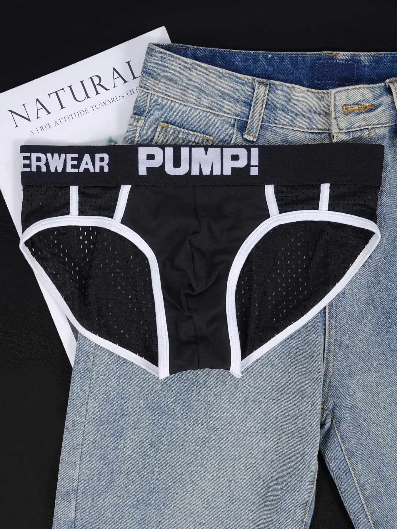 3PCS Men's PUMP! Mesh Briefs U Convex Pouch Elastic Waistband Breathable Quick Dry Sport Underwear