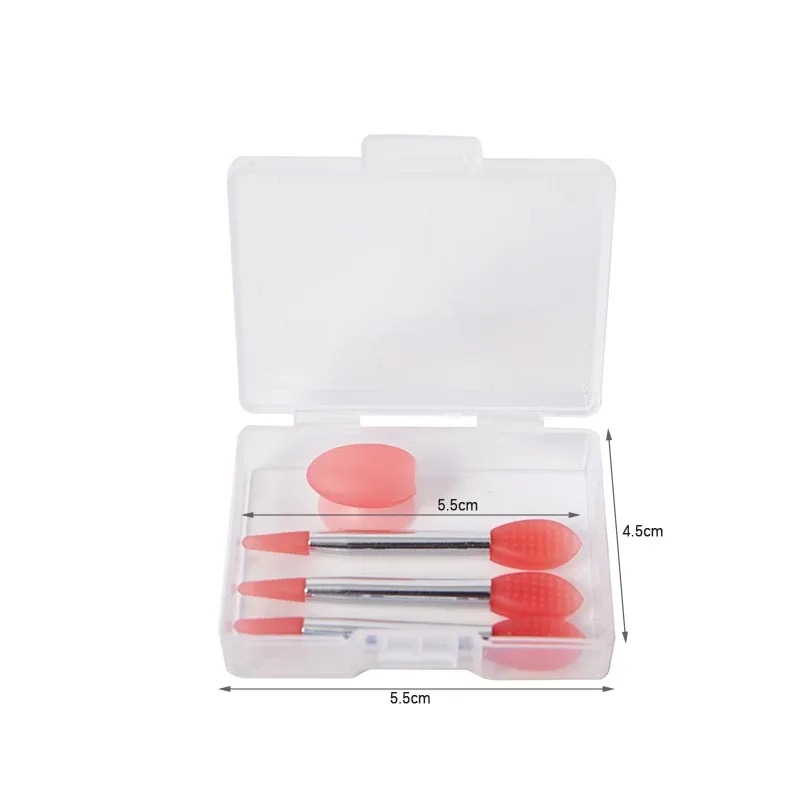 【M】 Kuas Masker Bibir Pelembap Bibir Silikon 3 Buah dengan Penutup Debu Pengisap Kuas Makeup Film Bibir Penutup Debu Antihilang