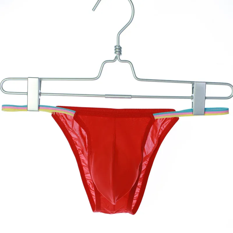 Men Low Waist Panties Bikini Underwear Ice Silk Wet Translucent U Convex Pouch Lingerie Underpants Thin High Fork String Homme — image 4