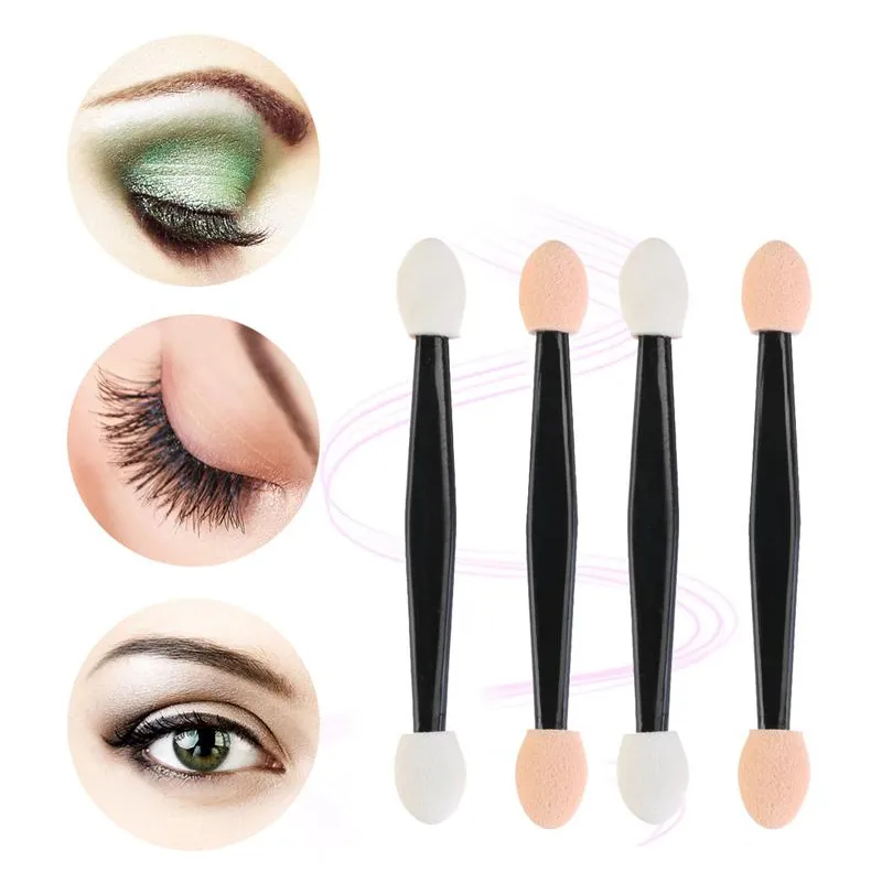 50/100 Buah Kuas Eyeshadow Dua Sisi Spons Nilon Set Kuas Rias Mata untuk Aplikator Kosmetik Alat Rias Populer
