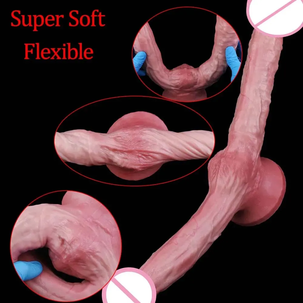 47cm Realistic Long Dildos Double Head Anal Vaginal Stimulator Sex Toy With Sucker For Lesbian Couples Gay Men Adult Tools