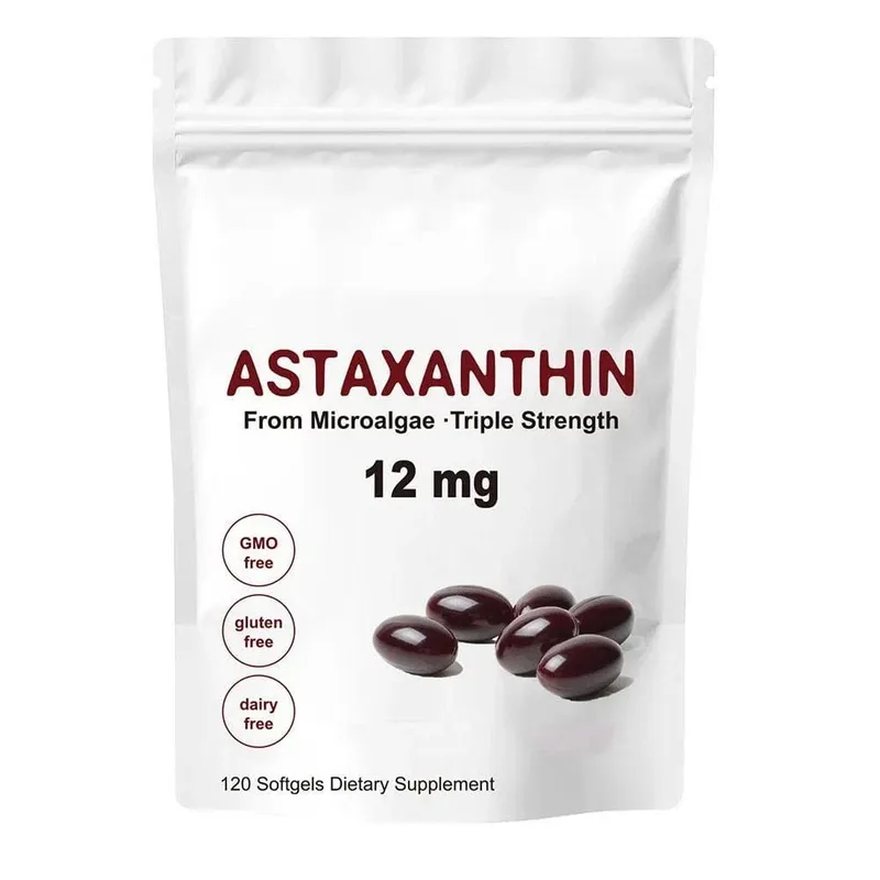 Astaxanthin 12mg Premium Astaxanthin תוספי נוגדי חמצון | תומך במחזור הפנימי של מפרק העין בבריאות העור | שִׁזוּף