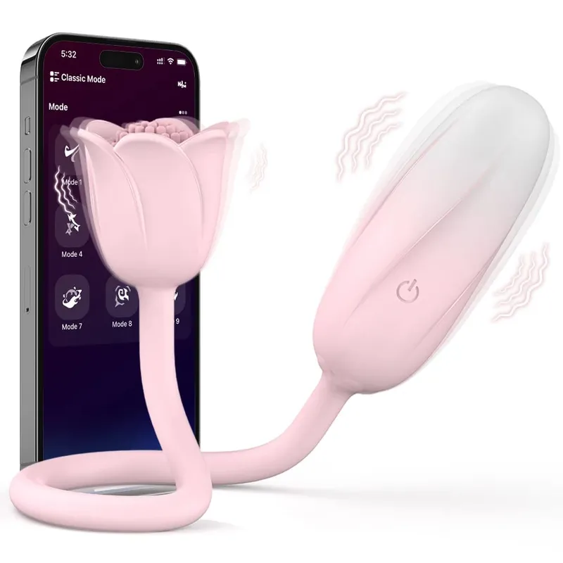 Rose-Sucking Thrusting Dildo Vibrator για γυναίκες Διεγέρτης κλειτορίδας θηλής Δόνηση γλώσσας αυγού που γλύφει κλειτορίδα Sucker σεξουαλικά παιχνίδια