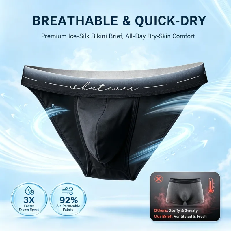 Men Ice Silk High Cut Briefs Printed Moisture Wicking Breathable Athletic Underwear for Bodybuilder Gym Daily Wear 1 / 3Pcs Set